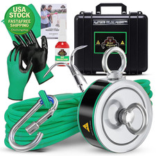 2000LB Magnet Fishing Kit Double Sided Neodymium Magnet 65Ft Rope Grappling Hook