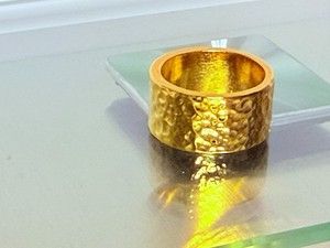 Authentic Mayamar  (24K Gold Plated)  Hammered Wide Band Ring Size: 8 ~ (NEW)