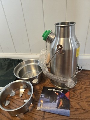 NEW Kelly Kettle Base Camp Stainless Steel Stove 1.6 Liters 54 Oz Backpacking 