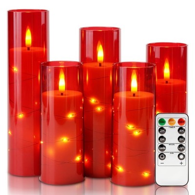Acrylic Flameless Candles with Embedded Star String Fairy Lights, Battery Ope...