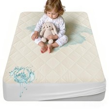 Organic Crib Mattress Protector - Top Side Waterproof, 100 Waterproof Crib M...
