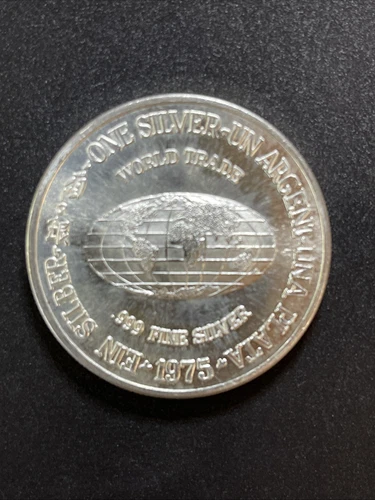 Vintage 1975 The International Silver Trade Unit World Trade 1 Oz .999 Un Argent