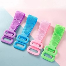 Silicone Bath Towel Rub Body Brush Shower Pull Back Strip Scrubber Exfoliating