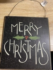 Primative By Kathy Black Wood Merry Christmas Sign