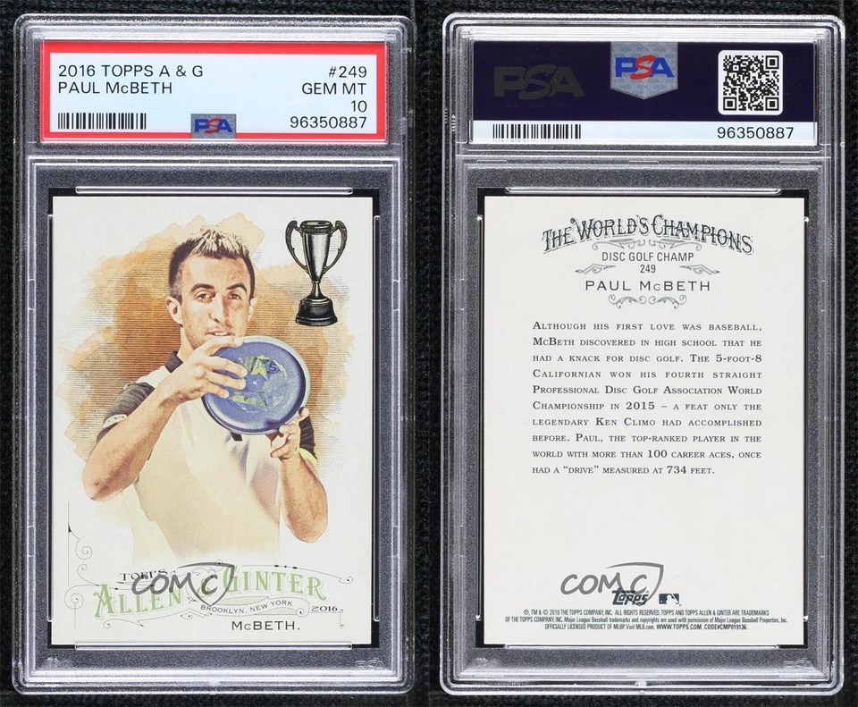 2016 Topps Allen & Ginter Paul McBeth #249 PSA 10 GEM MT Rookie RC - Image 3 of 3