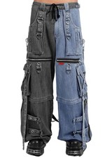 Tripp NYC X-Strap Split Denim Pants BLACK DENIM/INDIGO BLUE 