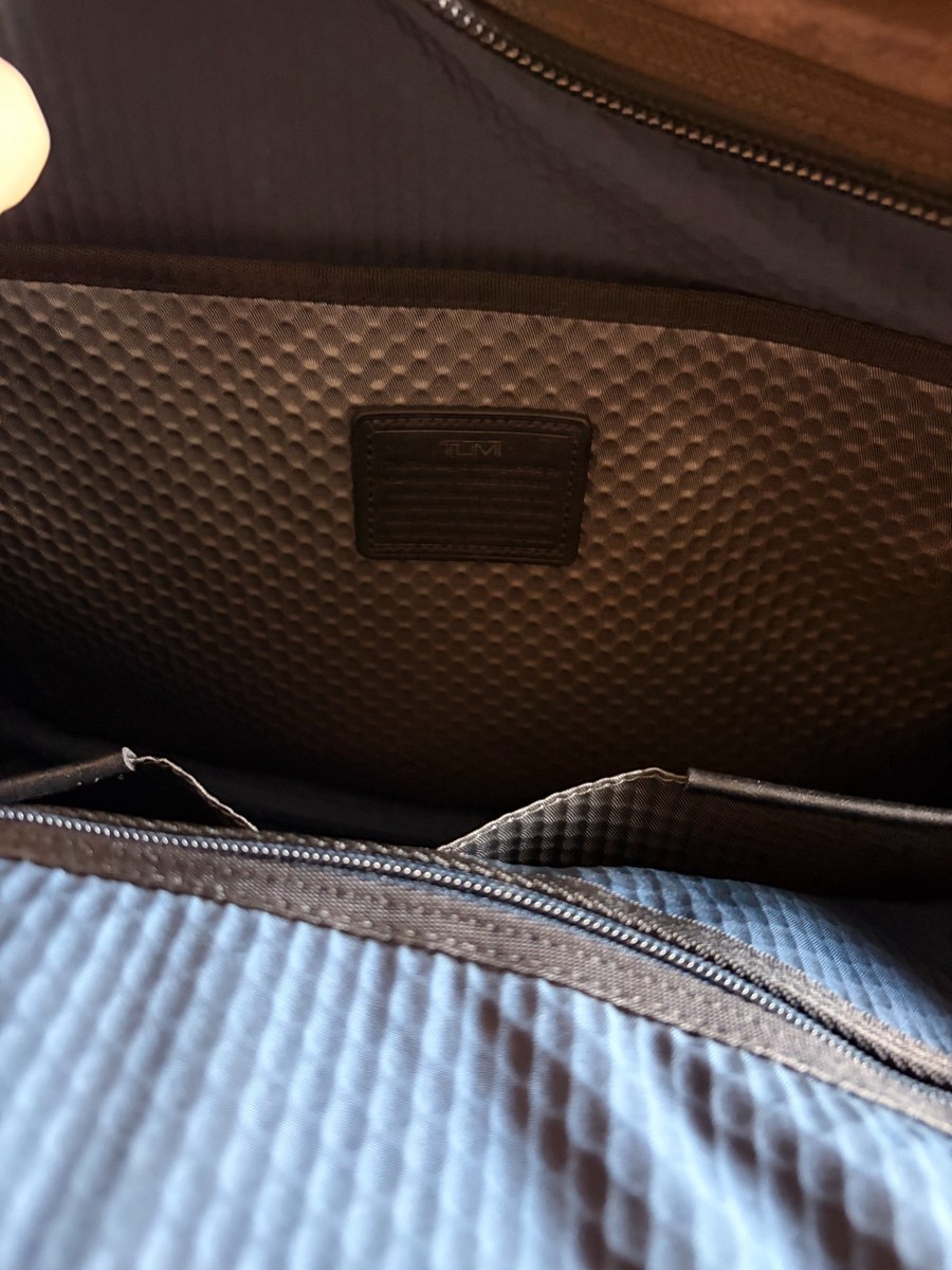 TUMI Alpha Bravo Leather Expandable Organizer Briefcase Brown