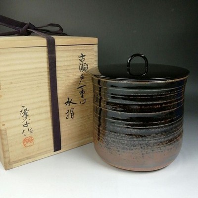 Antikes Seto einlagiges Wasserglas Mizusashi mit Box Teezeremonie Utensilien ...