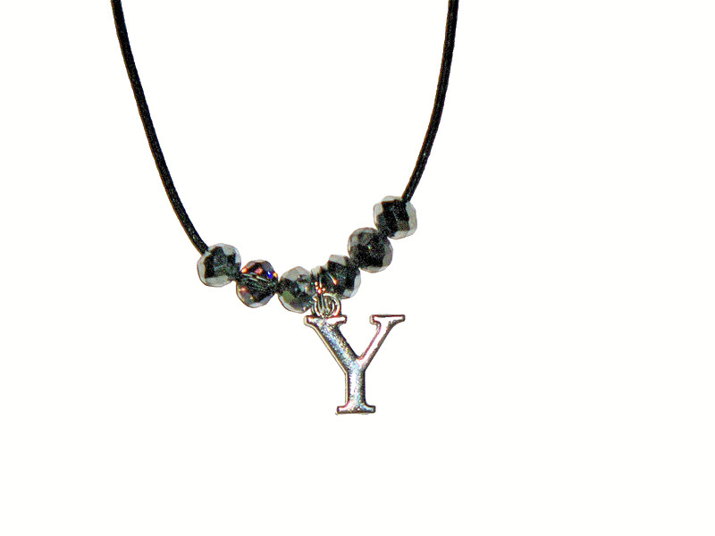INITIAL "Y" PENDANT NECKLACE (14 7/8"):  HAND-MADE JEWELRY BY T.L.C.