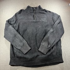 Harley Davidson XL Quarter Zip Ribbed Knit Sweater Black