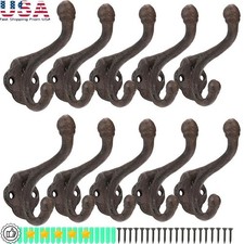 Heavy Duty Cast Iron Coat Hooks Wall Mount Double Hook Coats Hats Bags New