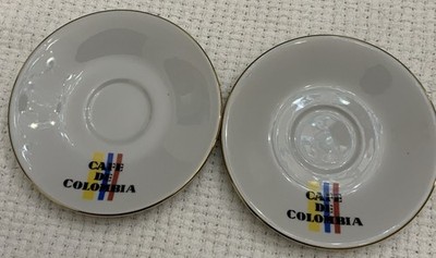 PAIR OF CAFE DE COLOMBIA GOLD RIM DIAMANTE SAUCERS REPLACEMENTS/ADDITIONAL/SPARE
