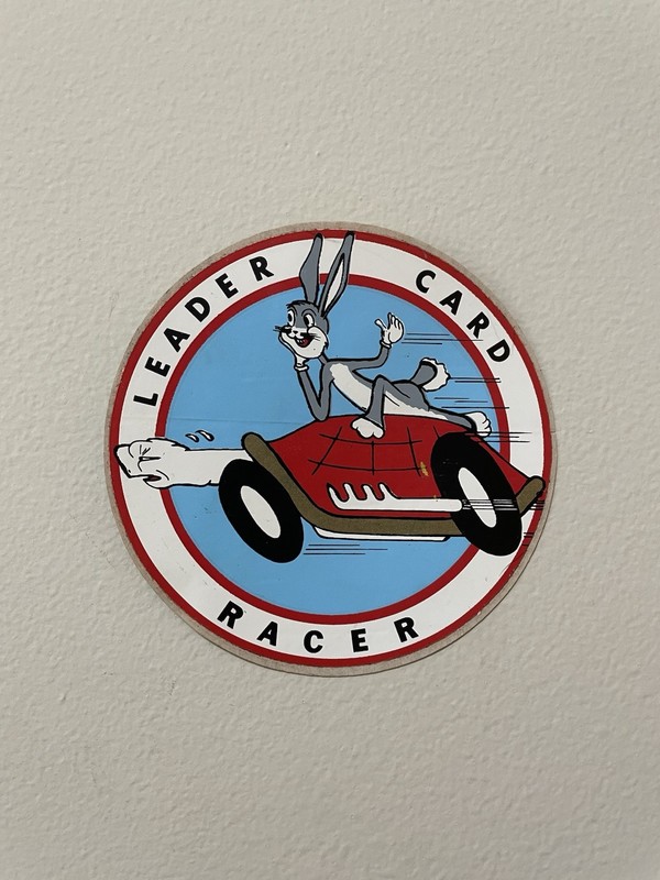 LEADER CARD RACER (left) vintage racing sticker/decal