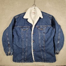 Vintage Levis San Francisco Denim Sherpa Lined Jacket Made in USA Size XL