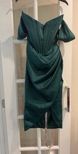 House of CB Womens Dress Size Small Loretta Green Off Shoulder Corset Satin NWT