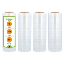 17" x 1476' 4 Rolls Cast Hand Shrink Wrap Stretch Film 83 Ga Clear Cling Roll