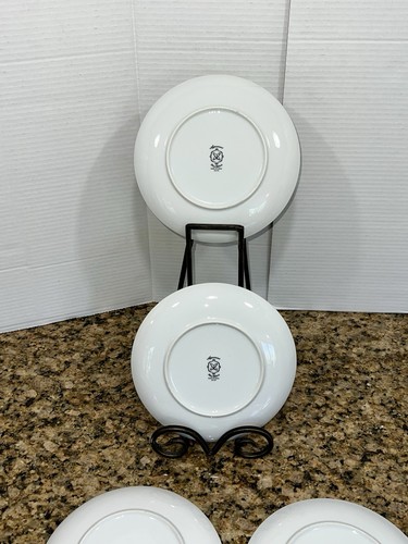 Set Of 6 Retired Vintage Aquarius 7-5/8” Salad Plates Black, White And Gold - Picture 11 of 13