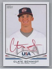 2011 Topps USA Baseball Team - Autographs Clate Schmidt #USA-A64 Red Ink /99