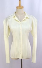 PLEATS PLEASE Cream Long Sleeve Blouse Top 168 9898