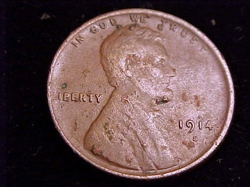 1914-S  Lincoln Cent,  VF grade detail.