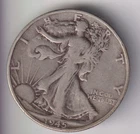 1945-D  WALKING LIBERTY HALF DOLLAR 90% SILVER DENVER MINT .50¢ UNITED STATES