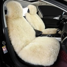 2 Pack Fluffy Sheepskin Car Seat Covers for Soft Auto Fur Pet Cushion Pad