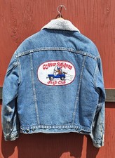 Vintage 80's Levi's Fleece Denim Jacket w/ Jeep Club Patch Made In USA Sz.Med
