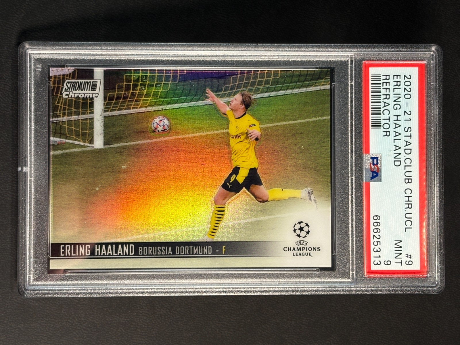 2020-21 Stadium Club Chrome Erling Haaland Refractor PSA 9