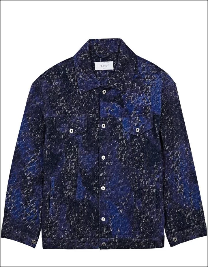 2k New Off-White c/o Virgil Abloh Jacket Coat Jacquard Denim Logo Men S Italy image 20