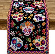 Day of The Dead Table Runner Sugar Skull Dia De Los Muertos Mexican Festival