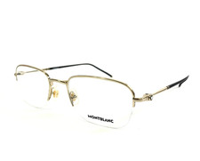 Montblanc Eyeglasses Frames MB0131O 002 Black Gold Square Half Rim 52-20-145