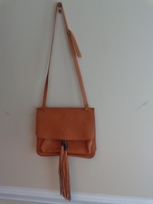 VERA PELLE ITALY LEATHER CROSSBODY PURSE W/TASSELS TAN/BROWN