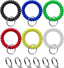Wrist Keychain - Spring Spiral Stretch Coil Wristband Key Ring Middle, C