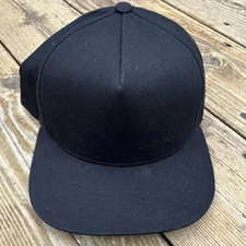 Yupoong The Classics Blank Black SnapBack Hat Flat Bill Cap