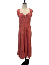 Old Navy Women’s Maxi Dress Sz L Orange Rust Tired Boho Milkmaid Cottagecore