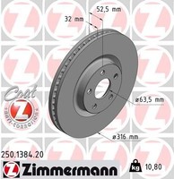 2X Zimmermann Bremsscheibe 250.1384.20 FüR Ford USA Ford