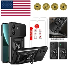 Heavy Duty Xiaomi Redmi 13C Case with 2-Pack Tempered Glass Screen Protectors