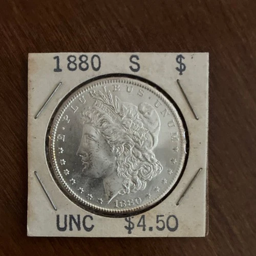 Morgan 1880 Silver Dollar $1 San Francisco Uncirculated US Coin 0.9 Fineness