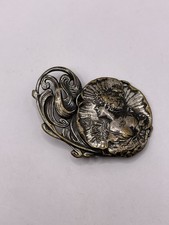 Antique ORNATE Art Nouveau Belt Buckle Gift For Woman GILDED BRONZE
