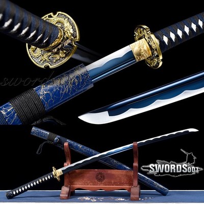 Elegant Blue Dragon Sword T10 Steel Sharp Japanese Samurai Katana Battle Ready