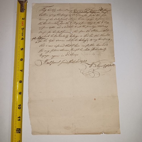 Revolutionary War Continental Army Discharge Document West Point NY June 2, 1780