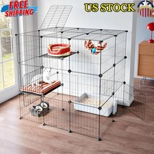 3-Tier Cat Cage Indoor Detachable Metal Playpen Enclosure Large Exercise Space
