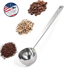 Cuchara medidora de caf  de acero inoxidable 18/8, de metal, 8.94"L x 2.05"W