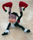 2005 Annalee Tall Sparkling Green Christmas Elf with Striped Fabric and Faux Fur — photo 4