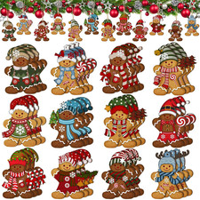 36 Pcs Christmas Gingerbread Man Ornaments for Tree Wooden Gingerbread Man Chris