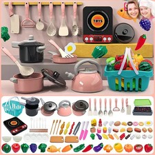 Kids Kitchen Pretend Play Set Cooking Pot Food Kit Educational Learning Toy UK