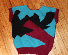 VTG JONATHAN MARTIN SWEATER VEST TURQUOISE BLACK MAROON V NECK BACK SIZE M