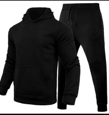 Thick Black Heavyweight Pullover Hoodie Jogger Tracksuit Fleece Set Size 3XL