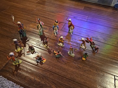 Vintage Elastolin West Germany 1950s Native Americans Horses and Figures Lot 20