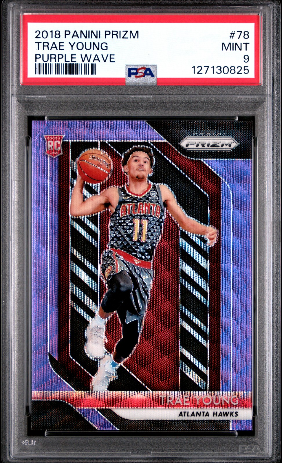 2018 PANINI PRIZM PURPLE WAVE #78 TRAE YOUNG ROOKIE RC PSA 9